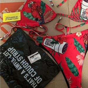 Red Tropical Bikini bottoms  AWFUL LOT OF SYRUP